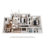 Floor plan for 2 beds, 2 baths, 1000 sqft
